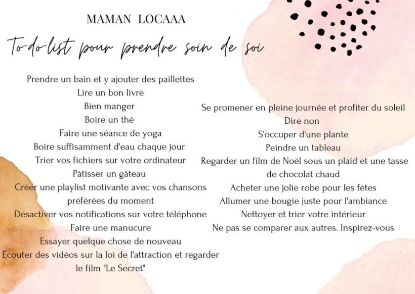 To-Do-List pour prendre soin de soi - Maman Locaaa